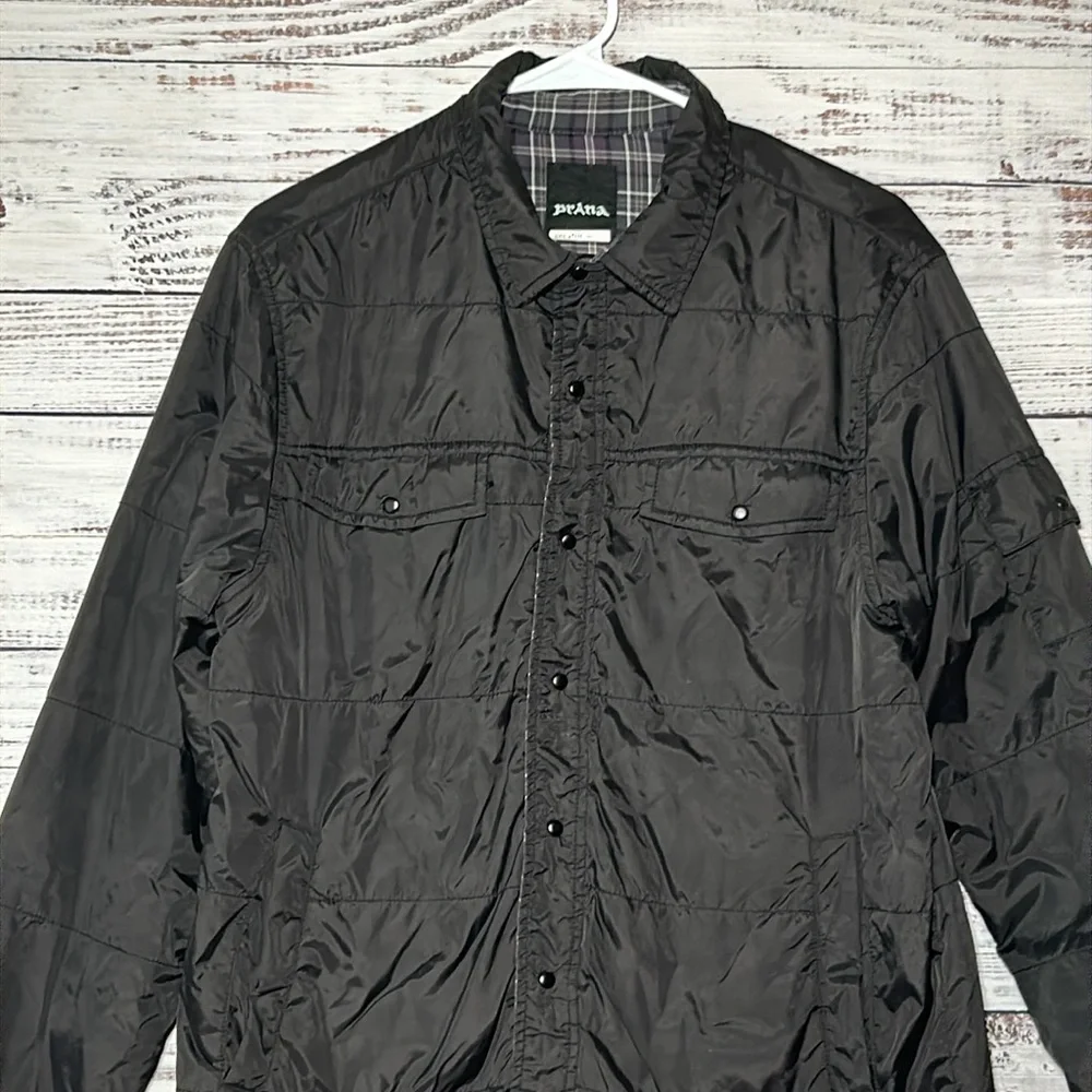 Prana Men's Jacket black and purple plaid Small
